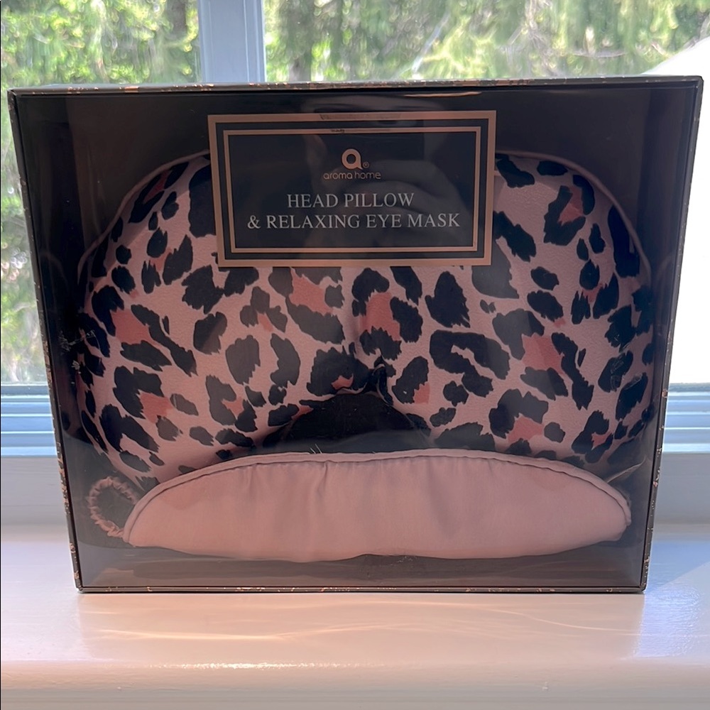 Pink Leopard Print Head Pillow and Eye Mask Set Aroma Home